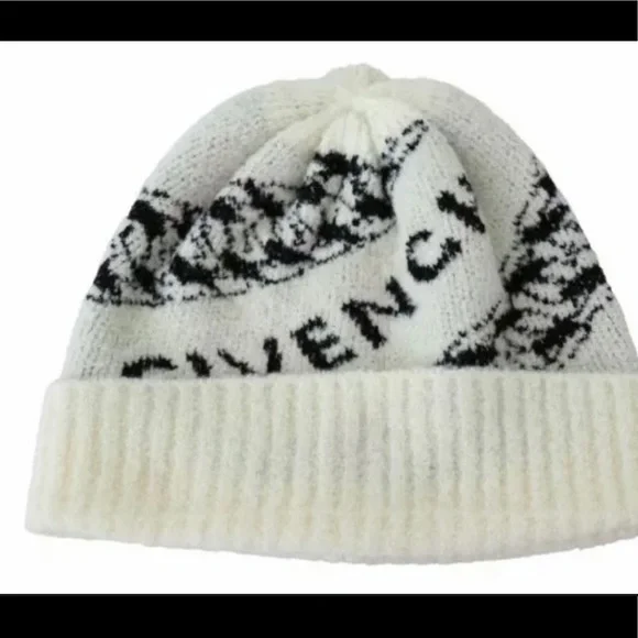 NWT Givenchy off white beanie.  100% wool.  Regular price $290. Selling for $199 Givenchy Unisex Wool Blend Beanie (Black / Off White) ~~ New  main image 2